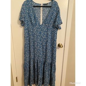 Shein Blue Floral Maxi Dress